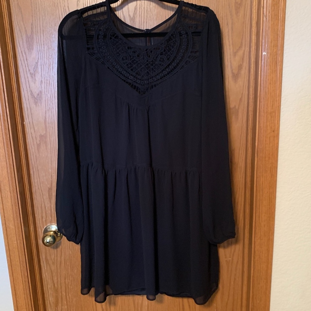 NWT Black Long Sleeve Express Dress with Detail on Neckline